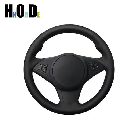 Car Steering Wheel Cover Black PU Faux Leather For BMW M5 E60 E61 (Touring) M6 E63 E64 2005 2006 200
