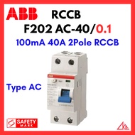 ABB RCCB F202 AC-40/0.1 100mA 40A 2Pole ELCB
