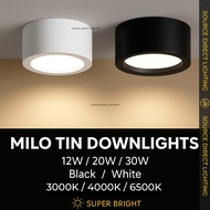 Surface Mount 12W 20W 30W  Black/White LED Surface Milo Tin Downlight Lampu LED Surface Downlight