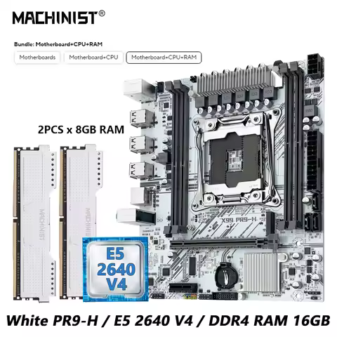 MACHINIST White X99 Motherboard kit set Optiona Xeon E5 2640 V4 LGA 2011-3 CPU DDR4 2*8G=16GB RAM NV