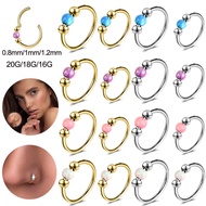 1PC 20G/18G/16G Nose Rings Stainless Steel Septum Piercing Opal Septum Rings 8mm/10mm Helix Conch Ca