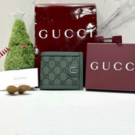 GUCCI GG Supreme男款灰色雙折短夾