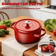 Enameled Dutch Oven Pot with Lid Enamel Soup Pot Soup Cooking Pot Cast Iron Dutch Oven with Dual Han
