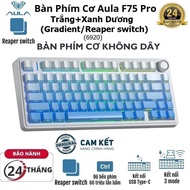 Genuine 3 MODE Mechanical Gaming Keyboard AULA F75/ F75 PRO (6920) - (White+Gradient Blue/ Reaper Sw
