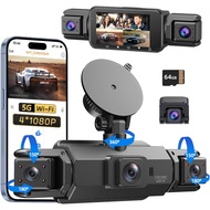 Kamera Dashcam Depan dan Belakang Tanpa Wayar, Kamera Dashcam 4 Saluran untuk Kereta, Dashcam 4K den