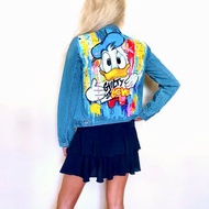 彩繪牛仔夾克，手工夾克，定制夾克，唐老鴨