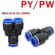 10PCS Pipe Fittings Plastic Pneumatic Air Connector Fitting Quick Push PY PW Connect 4 6mm 8mm 10mm 
