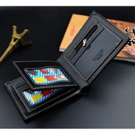 Men Trifold Short Wallet for Men Soft PU Leather Wallet Men with Zipper Coin Pouch Dom Lelaki ♝READY STOCK♝