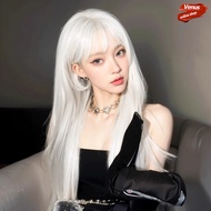 Fast Delivery From Bangkok White Lace Wig In Front 65CM-70CM K Women's Very Natural Straight Comfort