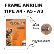 Acrylic Wall Frame A5 A4 A3 - Display Frame - Wall Menu Poster Display - Wall Poster Frame - Wall Mo