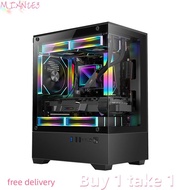 MIZ เคสคอมพิวเตอร์กระจกใส270องศาเคส PC Tower สำหรับ M-ATX เมนบอร์ด ITX CPU Water Cooler SSDx1 + HDDx
