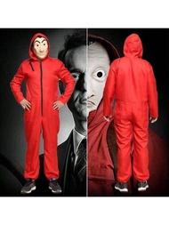 1 ชุด ชุดคอสเพลย์ Money Heist, ชุดหมีสีแดง, ชุดสำหรับฮาโลวีน, การแสดงอนิเมะ(ไม่รวมหน้ากาก)