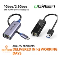 UGREEN Network Adapter USB 3.0/USB C to Ethernet RJ45 Lan Adapter for 10/100/1000/2500 Mbps Ethernet