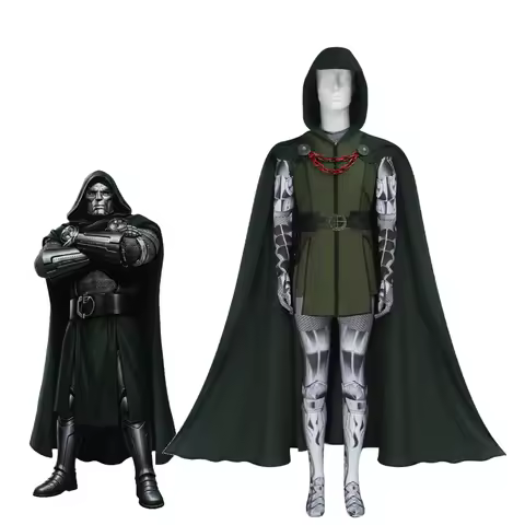 Doom Doctor Cosplay Costume Green Vest Jumpsuit With Cape Set Adult Halloween Men's Costume