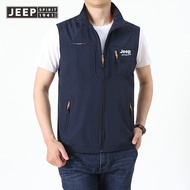 JEEP SPIRIT เสื้อกั๊กกลางแจ้งผู้ชายฤดูใบไม้ผลิและฤดูใบไม้ร่วง Multi-Pocket Thin Tooling แนวโน้ม Stan