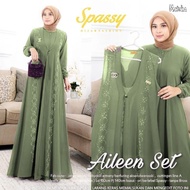 Baju Gamis Wanita Muslim Aileen Set Maxy Fashion Perempuan Dewasa Remaja Cewek Putri Ibu Modern Terbaru Pakaian Setelan Dress Muslimah Busana Pesta Kondangan Modis Kekinian Inner Maxi Busui Ceruty Babydoll Furing Polos Outer Rompi Swaroski Cantik Bisa COD