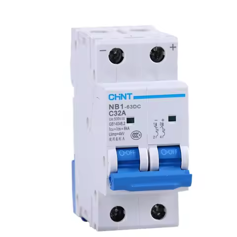 CHINT Solar DC Circuit Breaker NB1-63DC 2P DC500V Energy Photovoltaic Mini MCB 1A 2A 3A 4A 6A 10A 16