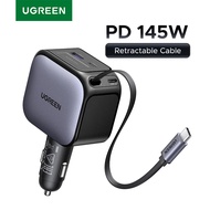 UGREEN 145W 90W 60W Car Charger 3 USB-C & 1 USB-A Ports PD QC4.0 Fast Charging with Retractable Cabl