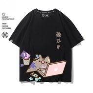 100% Cotton Cute Cat Pusheen Pusheen Short-Sleeved T-Shirt Men Women Summer Pure Cotton Loose All-Ma
