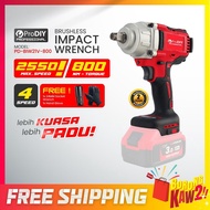 PRODIY RED SERIES Cordless Impact Wrench Brushless Motor 800NM - 2550RPM Mesin Sepana Impak Electric