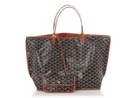 Goyard Black and Tan Chevroches Calfskin and Goyardine Canvas Anjou GM Tote