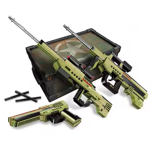 WW2 Military Weapons 3 in 1 Desert Eagle AUG Assault Rifle AWM Building Blocks Pistol Gun Model Shoo