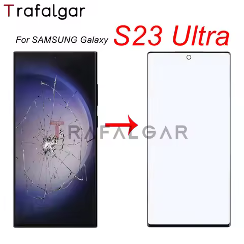 LCD Screen Front Glass For SAMSUNG Galaxy S23 Ultra 5G Outer Glass Lens+OCA Optically Clear Adhesive