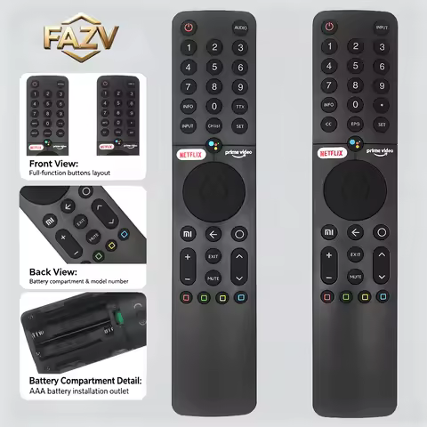 FAZV Bluetooth Voice Remote for XMRM-19 Xiaomi Android 4K P1/Q1 L32/43/55M6-6AEU L75M6-ESG Smart TV