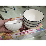 Set of 4 Black Rim Porcelain Cups