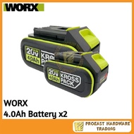 WORX - [WA3016] 20V 4.0Ah Kross Pack Battery & [WA3922] 6.0A Fast Charger ( SET A-D )