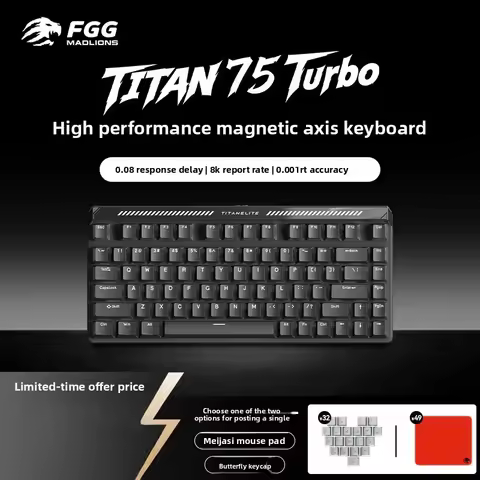 Mad Catz TITAN75 Turbo Magnetic Switch Keyboard, 8K Polling Rate High-Performance RGB Keyboard for A