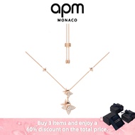 APM Jewelry Double-star Rose Gold Adjustable Necklace with Box, Ideal Holiday Love Gift