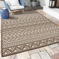 Outdoor Rug Car 5x8 ft, Flatweave Textured Outdoor Patio Rug Non Slip Indoor Outdoor Rugs with Rubbe