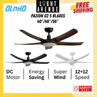 Alpha Pazion G2 5 Blades DC Motor Ceiling Fan 40″/46″/56″ with 3 Tone LED