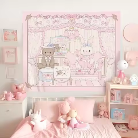 Kawaii Home Decor Cat tapestry bedroom dormitory decoration background cloth bedside tapestry bedroo
