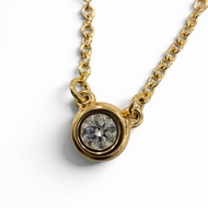 極佳狀態☆TIFFANY&Co. Tiffany Elsa Peretti Diamond by the Yard 單鑽吊墜，約 0.12 克拉，750 (YG) 黃金項鍊，重 2.21 克，女士款。