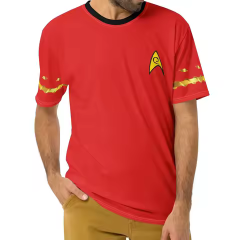 TV Series Star Trek Engineering Uniform Cosplay Costum T-shirt Short Sleeve O-neck Loose Tshirts Men