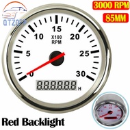 85mm 0-3000RPM Marine RPM Tachometer Gauge LCD Tacho Digital Hour Meter Red Backlight For Diesel Eng