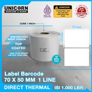 1 Line Thermal Barcode Label Sticker - Unicorn 70x50 mm 70x50mm 70 x 50 mm 7x5cm 7x5 cm 7 x 5 cm