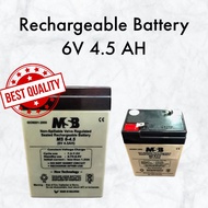 RECHARGEABLE BATTERY 6V 4.5ah