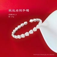 YANS PURE SILVER 999.9 Roses Open Bangle 足银999.9玫运启绽开口手镯