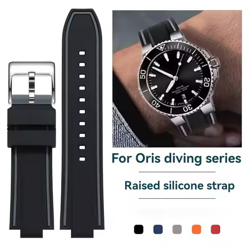 Silicone Watch Strap Convex Wristband for ORIS Diving AQUIS 7730 7740 Water Ghost Men 24x11mm 24x12m