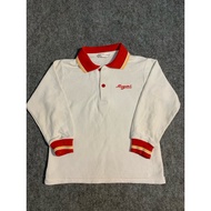 MERAH 4-7 (Y) Girls' White Red Megumi Collar T-Shirt Top