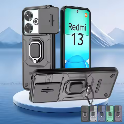 For Xiaomi Redmi 13x Case Slide Camera Phone Case Xiaomi Redmi 13x Cover Armor PC Shockproof Stand B