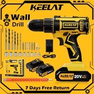 KEELAT 29 Pcs Set Cordless Drill Driver Kit Hand Drill 2 Speed Screwdriver 12V/18V/20V Power Drill Impact with 2 Batteri