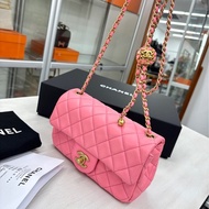 【近新閒置品】香奈兒Chanel 22S芯片 奶昔粉核桃金球 大mini鏈條包單肩斜挎包