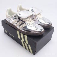 Adidas Wales Bonner X Samba casual shoes for men and women, low-top shoes in silver color, model num