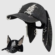 [Taiwan Shipment] Sonic Doberman Rabbit Ear Dog Iron Chain Hoop Cut Animal Shape Cowboy Baseball Cap