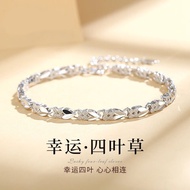 Clover Bracelet for Women999Pure Silver Student Heart Lucky Clover Best Friend Student ins Silver Br