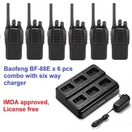 Ready Singapore stock, Baofeng BF-88E PMR446 IMDA approved, license free x 6 pcs, + 1 x six way rapi